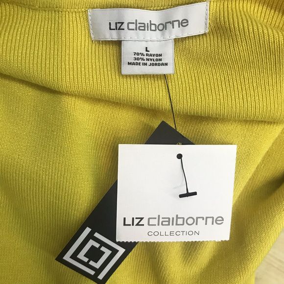 Liz Claiborne Collection Large Shirt Super Yellow NWT Stretch Shirt Sl Top Work - Picture 4 of 5